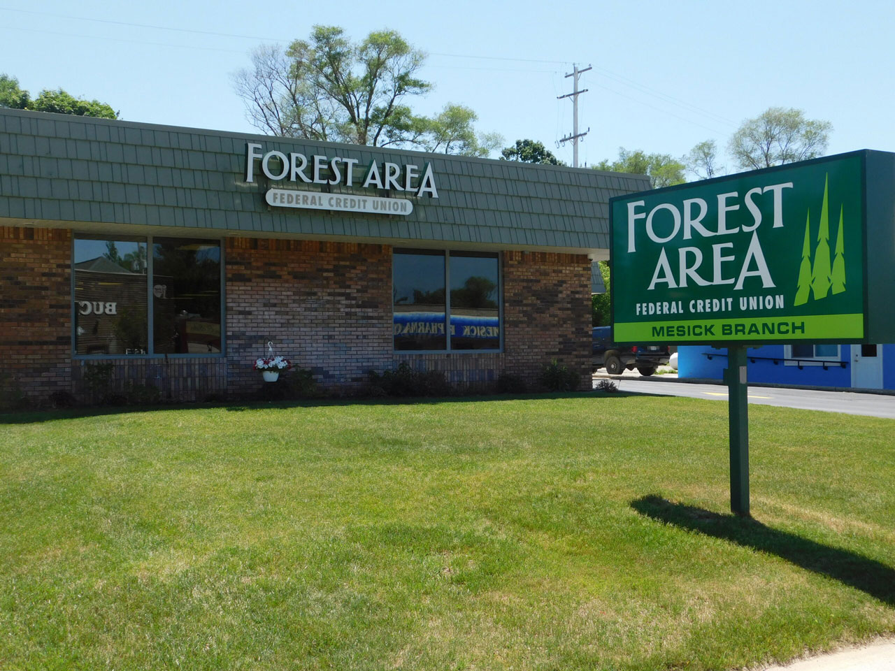 Outside picture of the Mesick branch of Forest Area Federal Credit Union