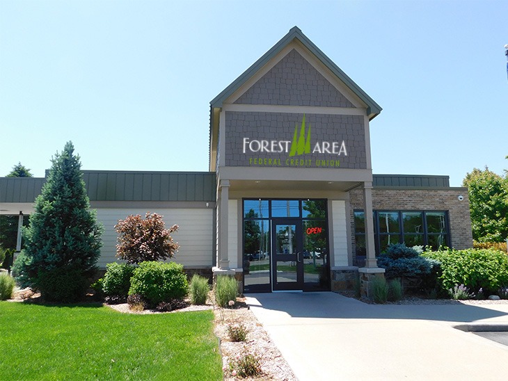 the outside of the Forest Area Federal Credit Union Branch in Kalkaska